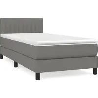 vidaXL Cama con somier y colchón, color gris oscuro, 100x200 cm, tapizada en tela