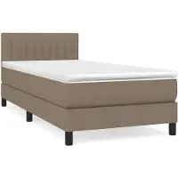 vidaXL Cama con somier y colchón de la marca , color taupe, dimensiones 100x200 cm, tapizada en tela