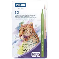 Milan Caja Metálica 12 Lápices De Colores Acuarelables Sin Madera + 1 Pincel