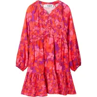 Desigual , Vestido estampado flores, Viscosa, Rojo, 5/6