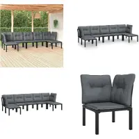 vidaXL Juego de jardín de 7 piezas, color y gris, de ratán sintético. Juego de jardín para relajación. Conjunto de muebles de jardín para relajación