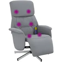 vidaXL Sillón de masaje con reposapiés, color gris claro, tapizado en tela