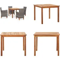 vidaXL Juego de jardín de 5 piezas, ratán sintético y madera maciza de acacia, color gris. Incluye mesa de jardín y sillas de jardín. Juego de muebles de jardín. Conjunto de muebles para jardín