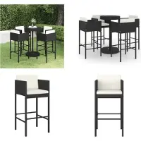 vidaXL Juego de jardín de 5 piezas con cojines, ratán sintético . Incluye: juego de bar para jardín, juego de bar para jardín, conjunto de comedor para jardín, conjuntos de comedor para jardín