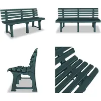 vidaXL Banco de jardín de 145,5 cm, plástico, color verde - Banco de jardín - Bancos de jardín - Banco para terraza - Bancos para terraza