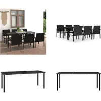 vidaXL Juego de jardín de 7 piezas, ratán sintético - Juego de comedor para jardín - Conjuntos de comedor para jardín - Conjunto de asientos - Conjuntos de asientos