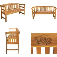 vidaXL Banco de jardín de 157 cm, madera maciza de acacia - Banco de jardín - Bancos de jardín - Banco para sentarse - Bancos para sentarse