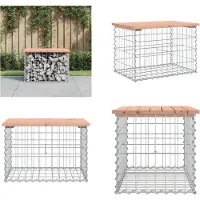 vidaXL Banco de jardín de gabiones, 63x44x42 cm, madera maciza de douglasia - Banco de jardín - Bancos de jardín - Banco para exteriores - Banco exterior