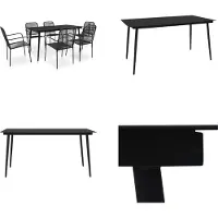 vidaXL Juego de jardín de 7 piezas, con cuerda de algodón y acero, color - Juego de comedor - Conjuntos de comedor - Mesa de comedor - Conjuntos de mesa y sillas