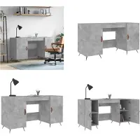vidaXL Escritorio, gris hormigón, 140x50x75 cm, material de madera - Escritorio - Escritorios - Mesa de oficina - Mesa para ordenador