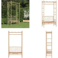 vidaXL Banco de jardín con pérgola de 116 cm, bambú - Banco de jardín con pérgola - Bancos de jardín con pérgola - Banco de exterior - Banco para jardín