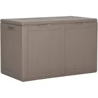 vidaXL Caja de almacenamiento para jardín, 180 litros, color marrón, aspecto de madera de PP