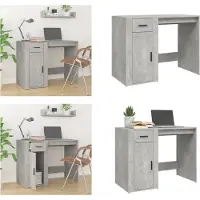 vidaXL Escritorio, gris hormigón, 100x49x75 cm, material de madera - Escritorio - Escritorios - Mesa de oficina - Mesa para ordenador