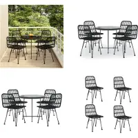 vidaXL Juego de mesa de jardín de 5 piezas, color , fabricado en ratán sintético. Ideal para comedor de jardín, terraza o espacio al aire libre