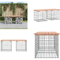 vidaXL Banco de jardín de gaviones, 103x44x42 cm, madera maciza de douglasia. Banco de jardín, bancos de jardín, banco para exteriores, banco exterior