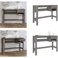 vidaXL Escritorio HAMAR, gris claro, 110x40x75 cm, madera maciza de pino - Escritorio - Escritorios - Escritorio de madera - Escritorio de oficina