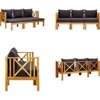 vidaXL Banco de jardín con 3 plazas y cojines, 179 cm, madera maciza de acacia - Banco de jardín - Bancos de jardín - Banco para terraza - Bancos para terraza