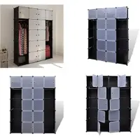 vidaXL Armario modular con 14 compartimentos, color /blanco, 37x146x180,5 cm - Armario modular - Armarios modulares - Almacenamiento de ropa - Estantería para zapatos