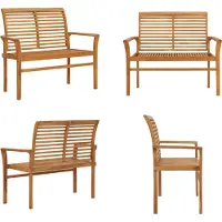 vidaXL Banco de jardín de 112 cm, madera maciza de teca - Banco de jardín - Bancos de jardín - Banco para terraza - Bancos para terraza