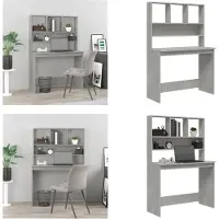 vidaXL Escritorio con estantería, color gris hormigón, 102x45x148 cm, material de madera. - Escritorio - Escritorios - Mesa de oficina - Mesa para ordenador