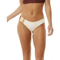 Rip Curl - Women's Block Party Spliced Cheeky Hip - Parte inferior de bikini size XL, blanco