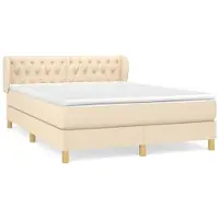 vidaXL Cama con somier y colchón de color crema, 140x190 cm, tapizada en tela