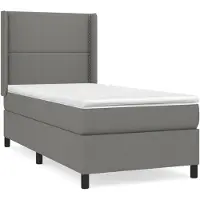 vidaXL Cama con somier y colchón de la marca , color gris oscuro, dimensiones 90x200 cm, tapizada en tela