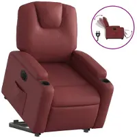 vidaXL Sillón reclinable eléctrico con ayuda para levantarse, color burdeos, tapizado en cuero sintético, marca