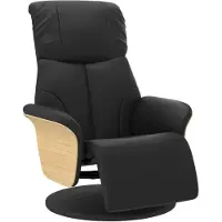 vidaXL Sillón de relax marca , con reposapiés, color negro, tapizado en cuero sintético