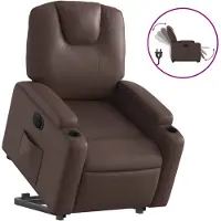 vidaXL Sillón reclinable eléctrico de color marrón, con ayuda para levantarse, tapizado en cuero sintético, marca