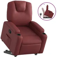 vidaXL Sillón reclinable Relax de , con ayuda para levantarse, color burdeos, tapizado en cuero sintético