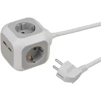 Brennenstuhl 1150100, regleta de enchufes ALEA-Power con cargador USB de 4 tomas (2x USB, con cable de 1,4 metros y protección reforzada contra el contacto)
