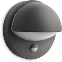 Philips myGarden, aplique de pared June, 12 W, casquillo E27, formato P45, sin bombilla, luz exterior para pared, color antracita, metal, IP44, ideal para terraza y jardín, clase II