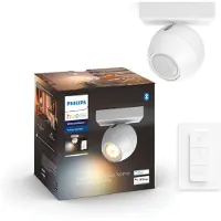 Philips White ambiance, foco reflector Buckram, iluminación puntual inteligente, Bluetooth/Zigbee, blanco, LED, metal, GU10