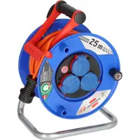 Brennenstuhl 1218740, color azul, plástico, 3 enchufes AC, diseño recto, 25 metros, grado de protección IP44