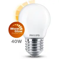 Philips Bombilla LED E27 WarmGlow bola mate luz cálida (3,4W)