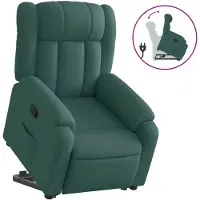 vidaXL Sillón reclinable Relax de , con ayuda para levantarse, color verde oscuro, tapizado en tela