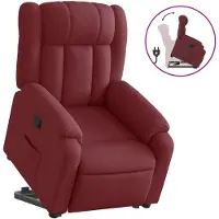vidaXL Sillón reclinable Relax de , con ayuda para levantarse, color burdeos, tapizado en tela