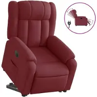 vidaXL Sillón reclinable eléctrico con ayuda para levantarse, color burdeos, tapizado en tela