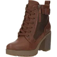 Refresh para mujer. 17123201-CAMEL Botines con hebilla -Altura tacón 8cm- marrón (36), 5 a 8cm, Cordones, Cremallera, Casual, Imitación cuer