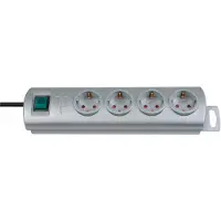 Brennenstuhl Primera-Line, regleta de enchufes de 4 tomas, color plateado, 1,5 metros, cable H05VV-F 3G1,5, número de modelo 1153390124
