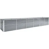 vidaXL : Jardín, jardinera elevada, acero galvanizado, 480 x 80 x 77 cm, gris