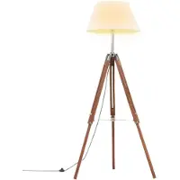 vidaXL Lámpara de pie de vidaXL, color miel y blanco, madera de teca maciza, 141 cm