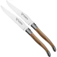 Laguiole En Aubrac 22C99OLIH, juego de 2 cuchillos de carne, madera de olivo