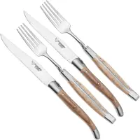 Laguiole En Aubrac CCF99GOIHL, juego de cubiertos de 4 piezas, madera de roble
