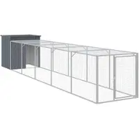 vidaXL Jaula para gallinas con área de esparcimiento, color antracita, 110x609x110 cm, acero galvanizado