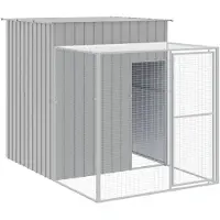 vidaXL Jaula para gallinas con área de esparcimiento, gris claro, 165x251x181 cm, acero galvanizado