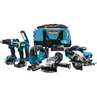 Makita 18 Volt Combiset (martillo) perforación, tornillos (de impacto), aserrado y esmerilado