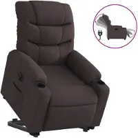 vidaXL Sillón reclinable eléctrico para facilitar el levantamiento, color marrón oscuro, tapizado en tela