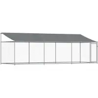 vidaXL - Jaula para perros con techo y puerta, color gris, 6x2x2 metros, acero galvanizado